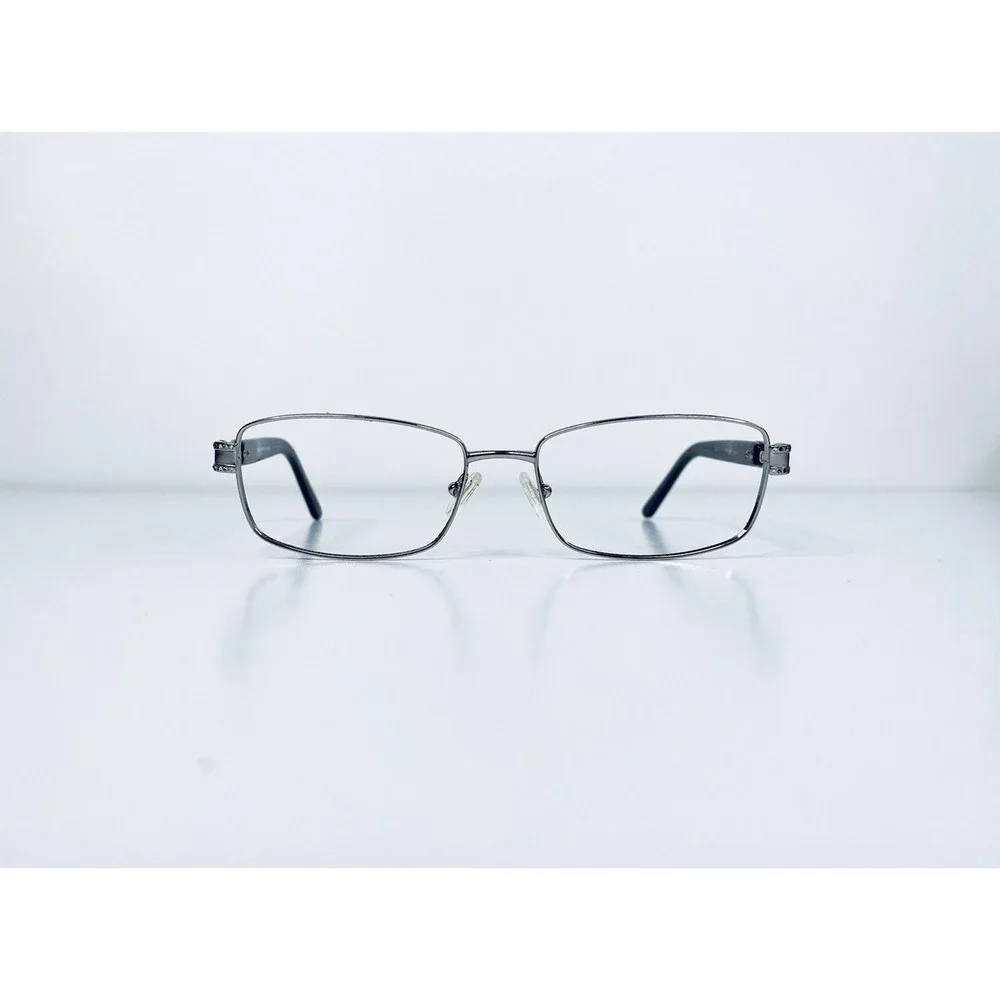 Versace Silver Rectangular Glasses Crystal Medusa Temples MOD 1099 52 18 135